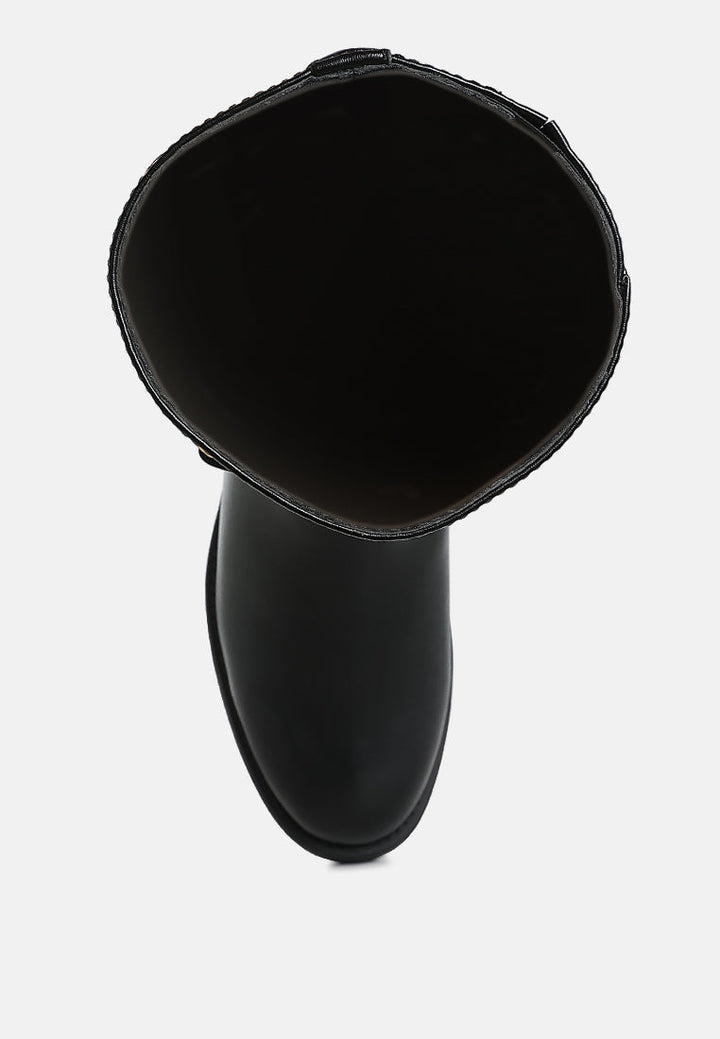 metal chain link detail calf boots by rag#color_black