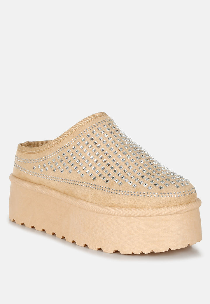 kickles rhinestones embellished platform classic slip-on#color_beige