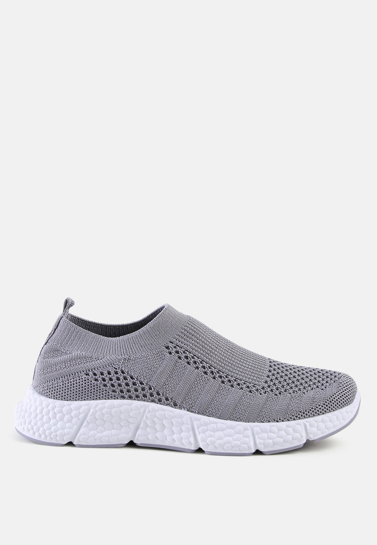 kids chunky grey knitted sneakers#color_grey