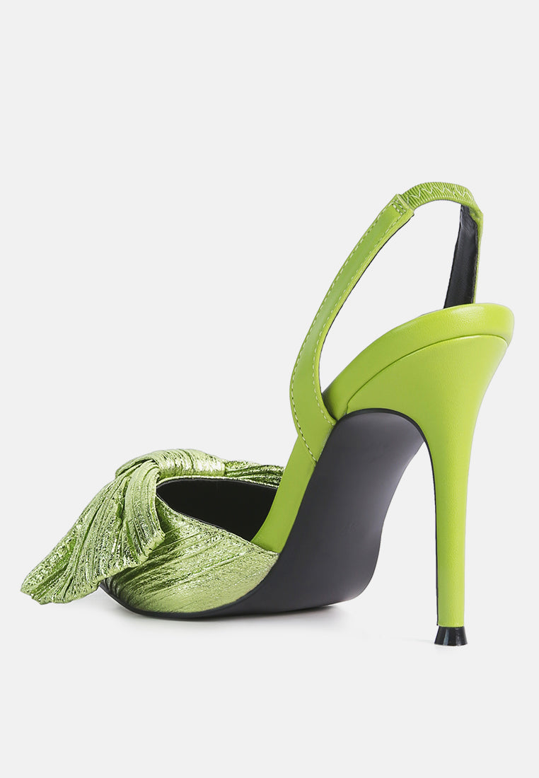 kiki high heeled bow slingback sandals#color_green