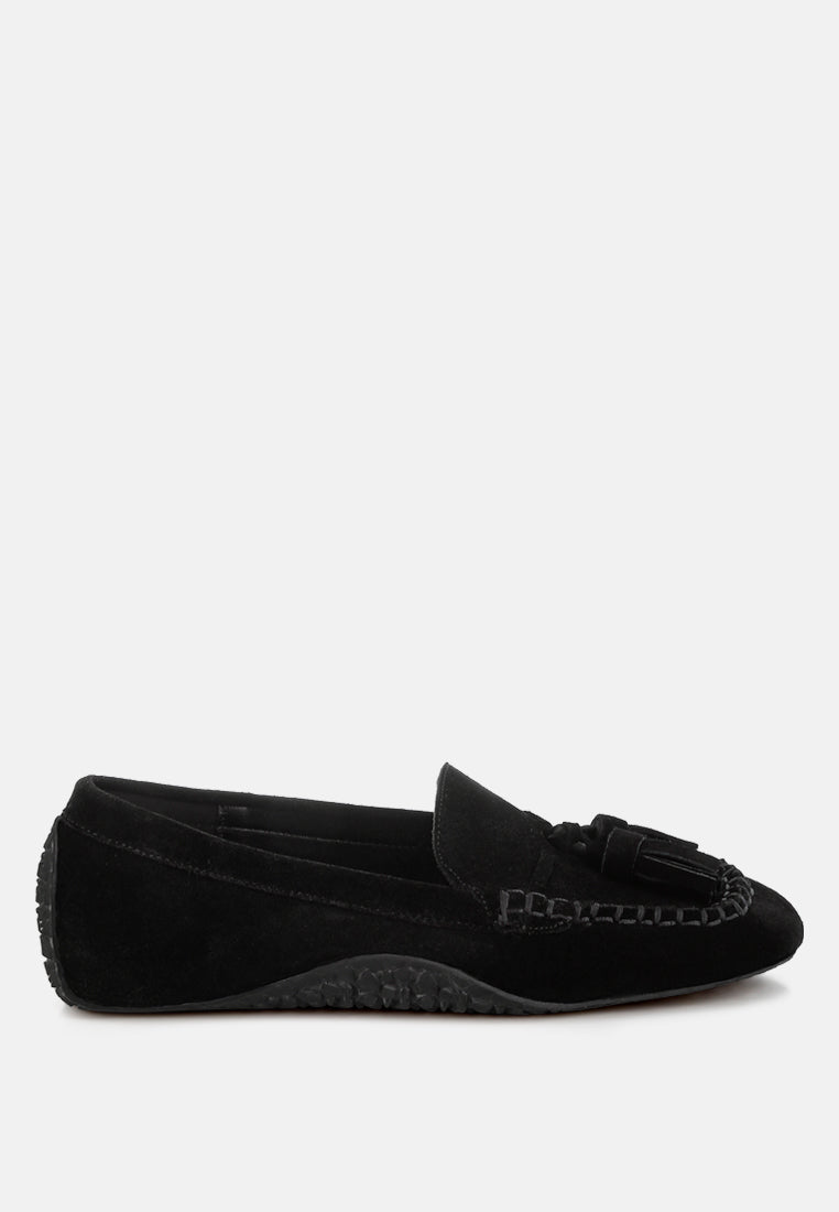 suede round toe tassel loafers by ruw#color_black