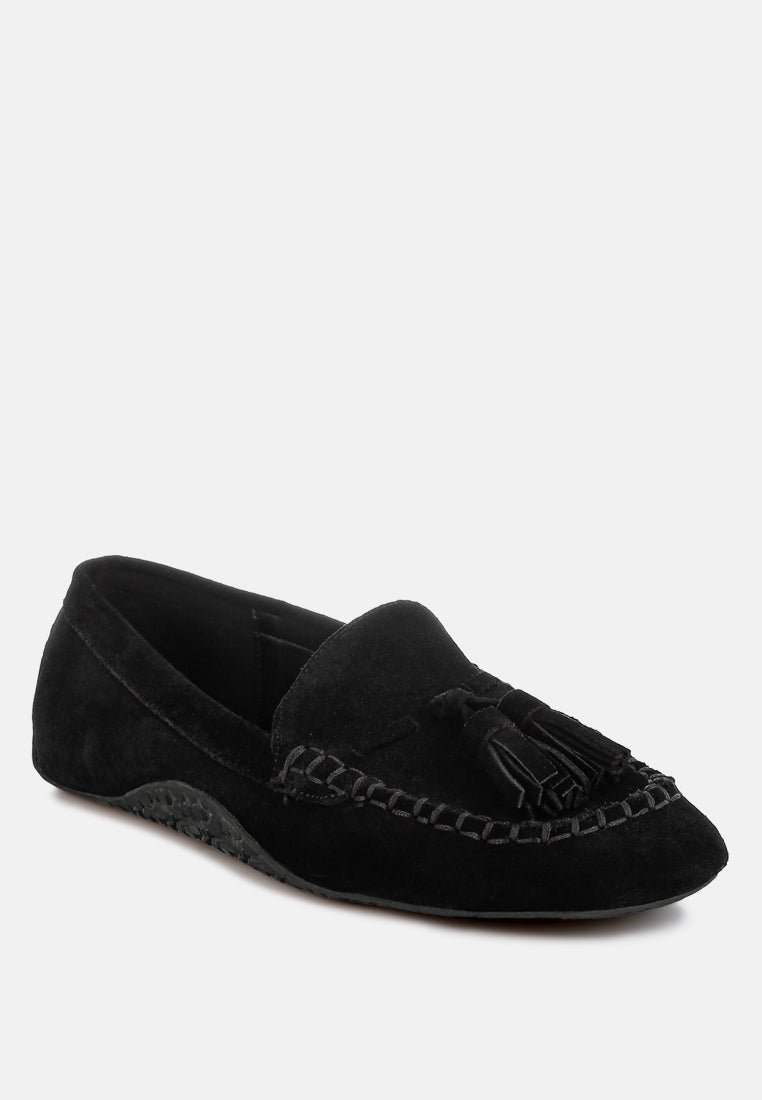 suede round toe tassel loafers by ruw#color_black