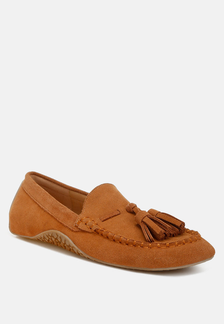 Mocasines con borlas y punta redonda de ante de Kipstar#color_tan