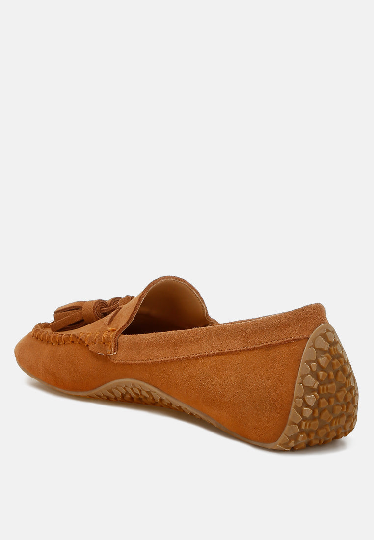 Mocasines con borlas y punta redonda de ante de Kipstar#color_tan