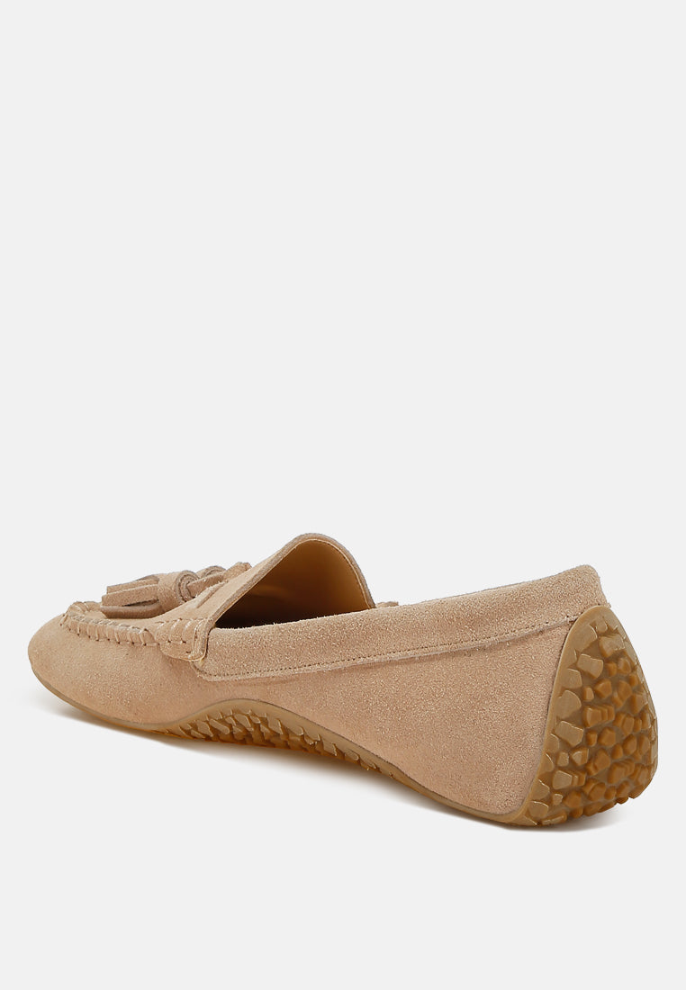 Mocasines con borlas y punta redonda de ante kipstar#color_beige