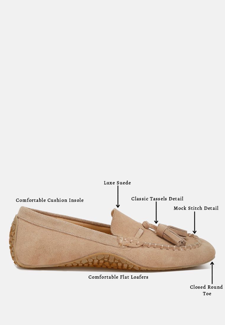 Mocasines con borlas y punta redonda de ante kipstar#color_beige