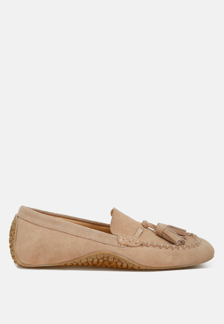 Mocasines con borlas y punta redonda de ante kipstar#color_beige