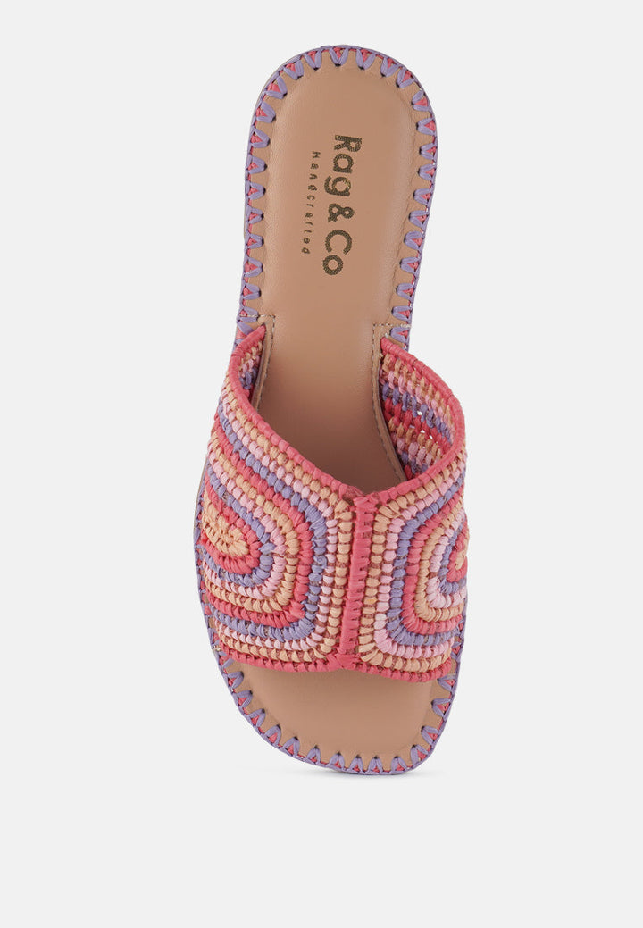 zapatos planos sin cordones de rafia tejida a mano kivah#color_pink