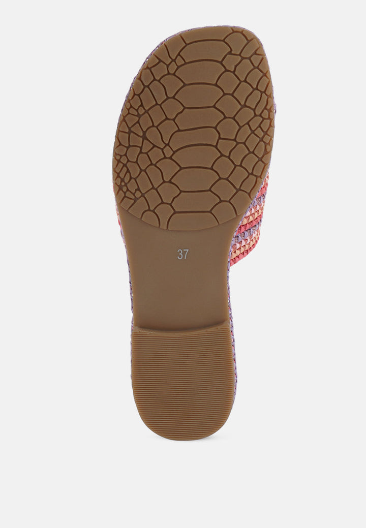 zapatos planos sin cordones de rafia tejida a mano kivah#color_pink