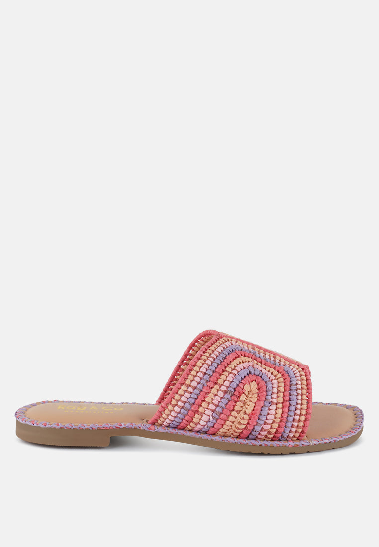 zapatos planos sin cordones de rafia tejida a mano kivah#color_pink