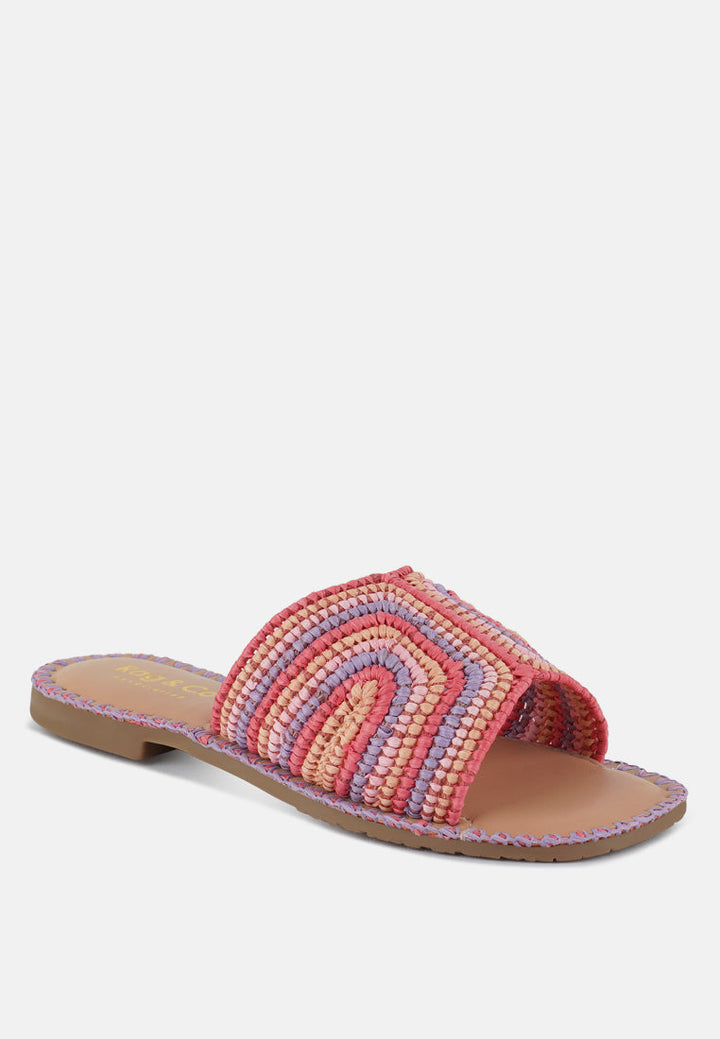 zapatos planos sin cordones de rafia tejida a mano kivah#color_pink