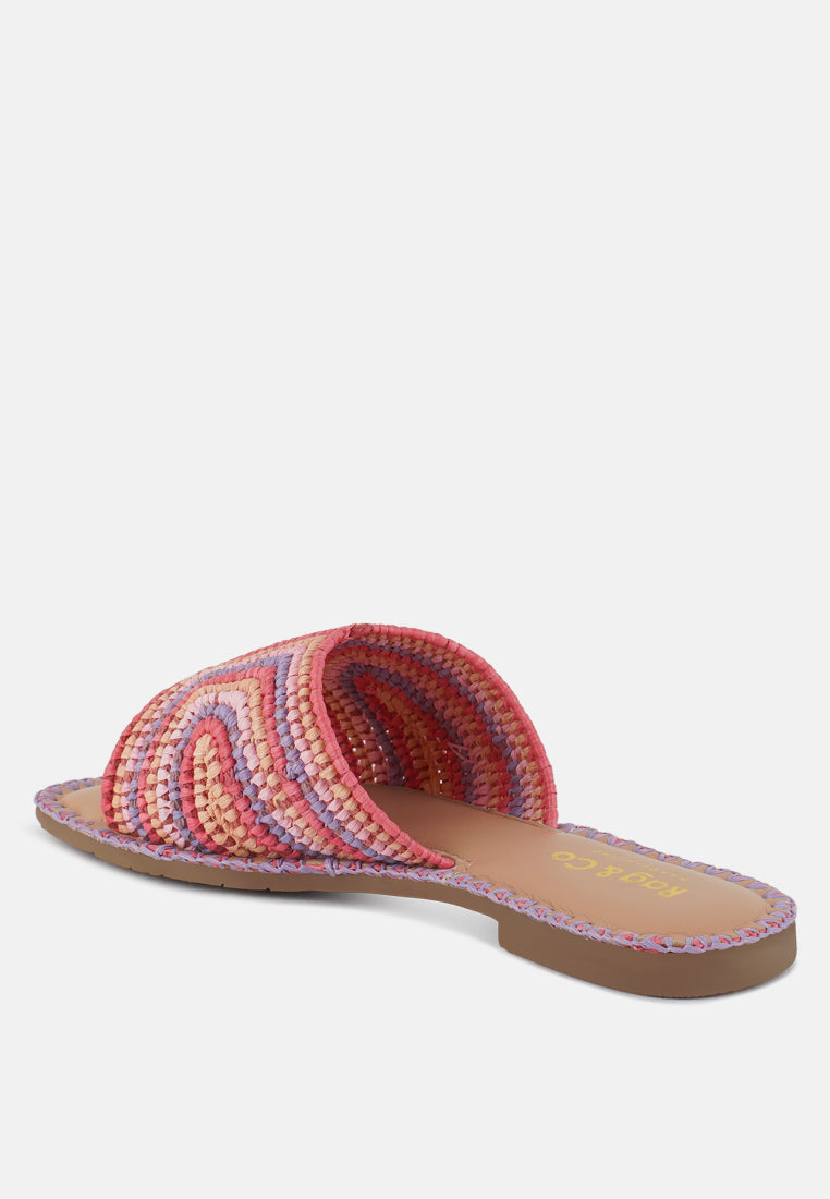zapatos planos sin cordones de rafia tejida a mano kivah#color_pink