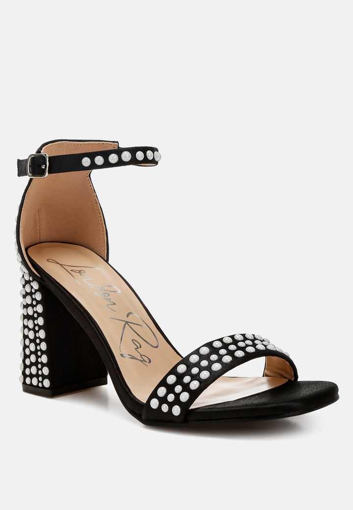 pearls embellished satin sandals by ruw#color_black