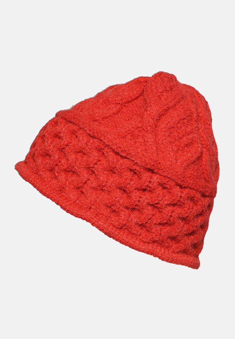 knit bucket hat#color_red