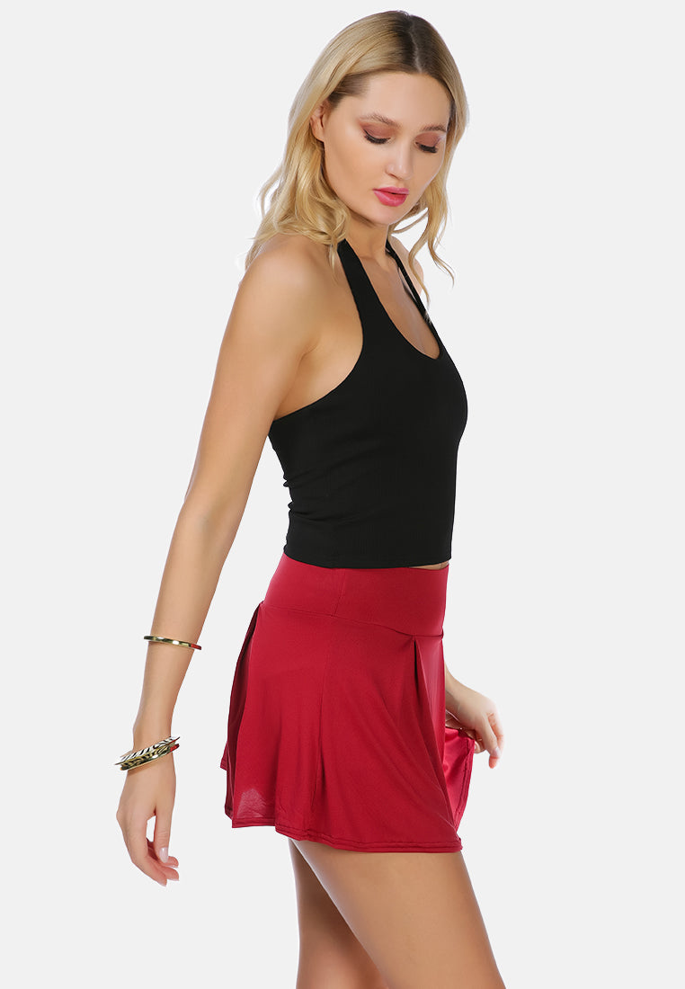 knitted a line mini skirt by ruw#color_burgundy