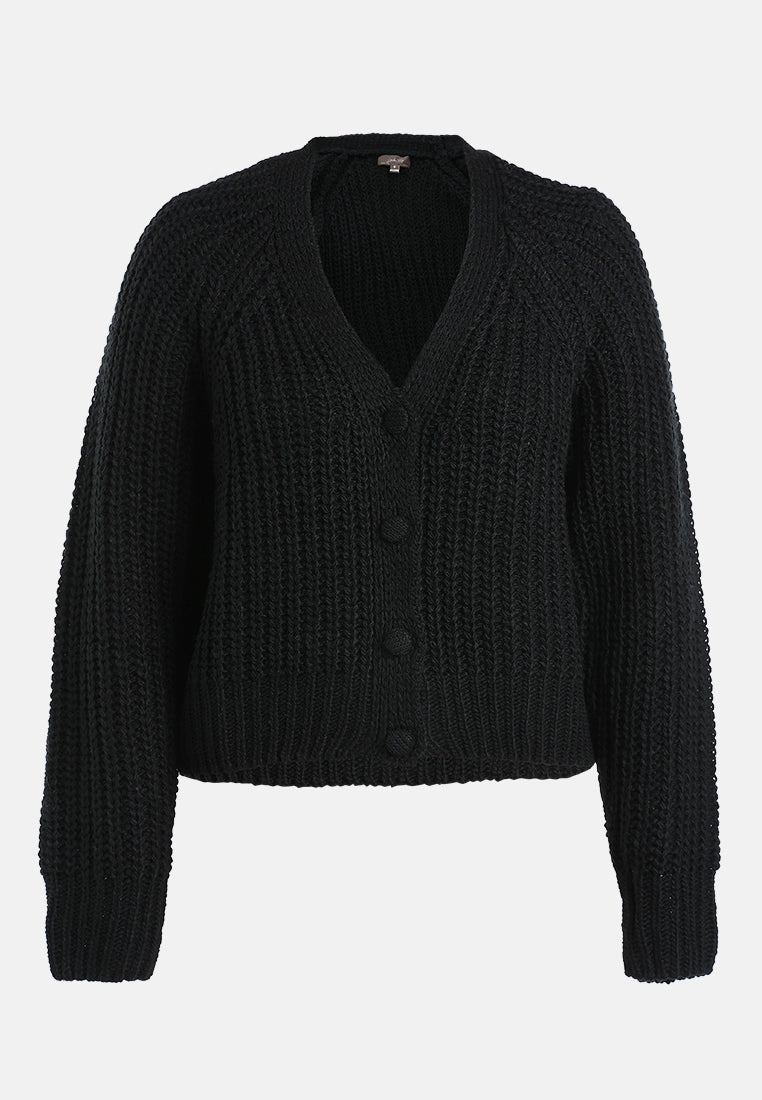 knitted button up cardigan#color_black