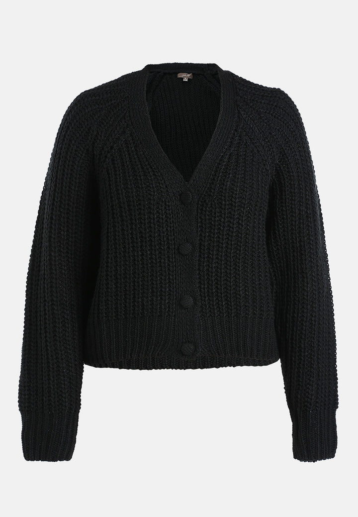 knitted button up cardigan#color_black