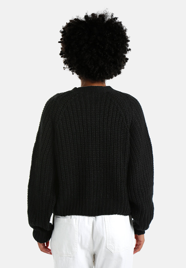 knitted button up cardigan#color_black