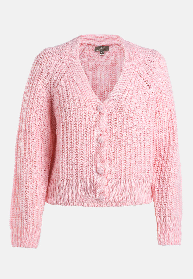knitted button up cardigan#color_pink