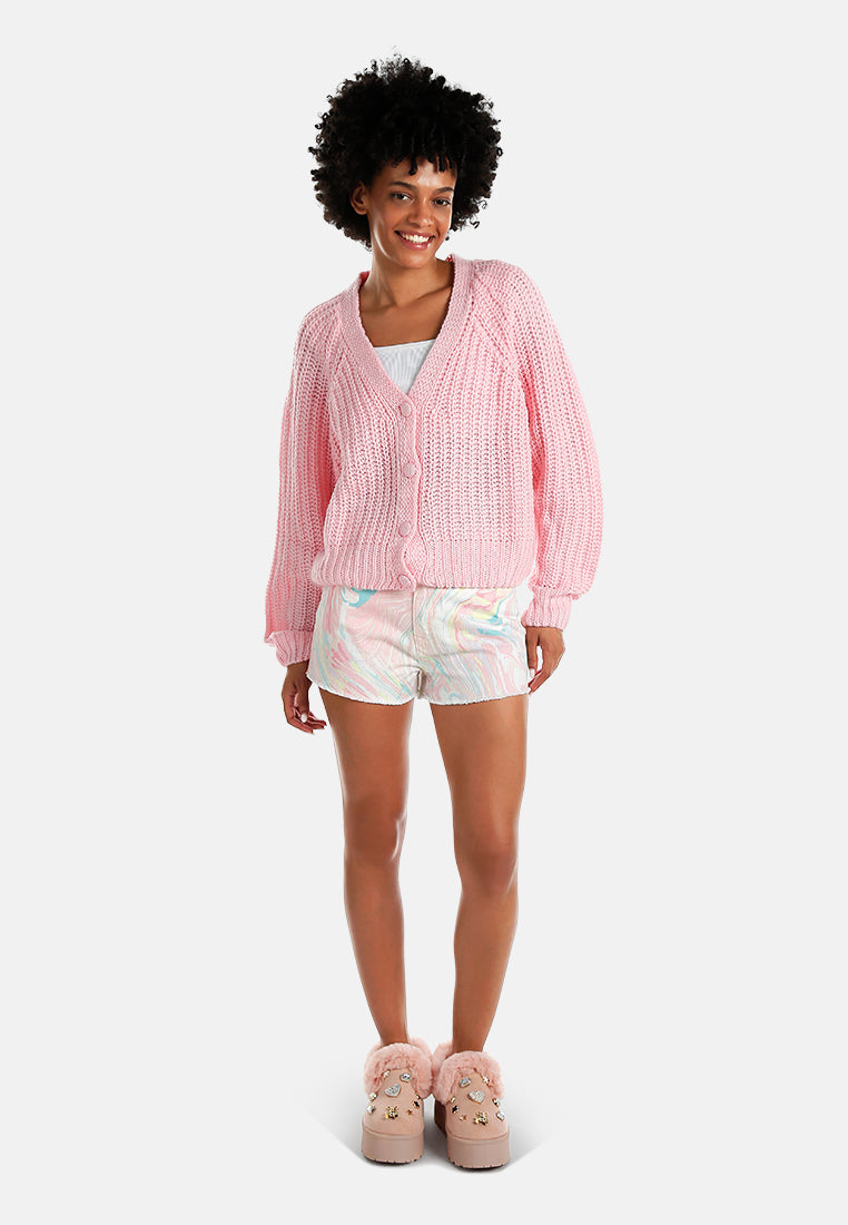 knitted button up cardigan#color_pink