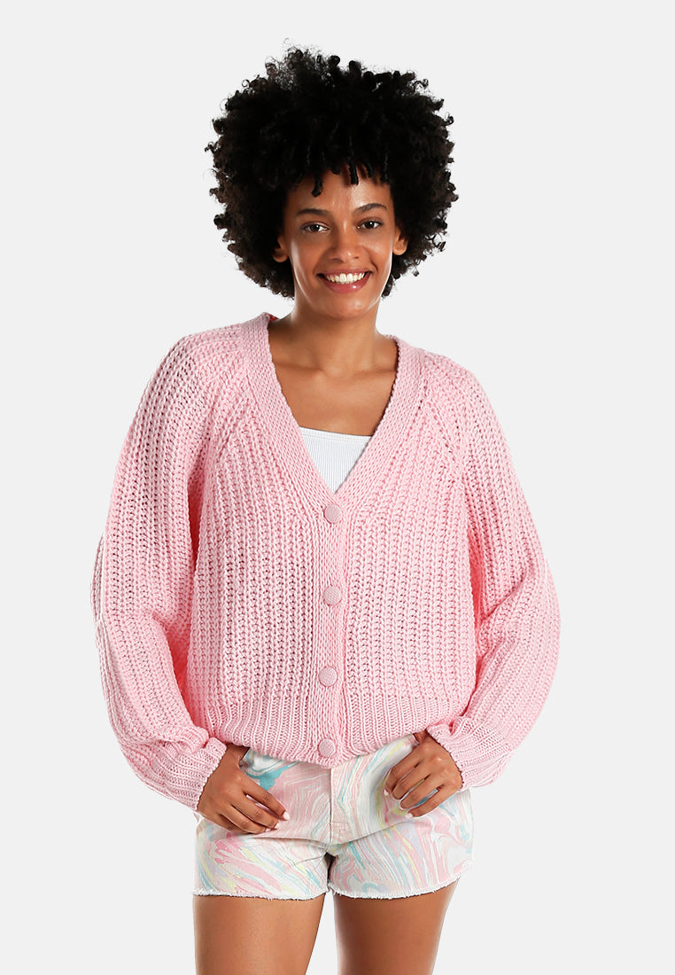 knitted button up cardigan#color_pink
