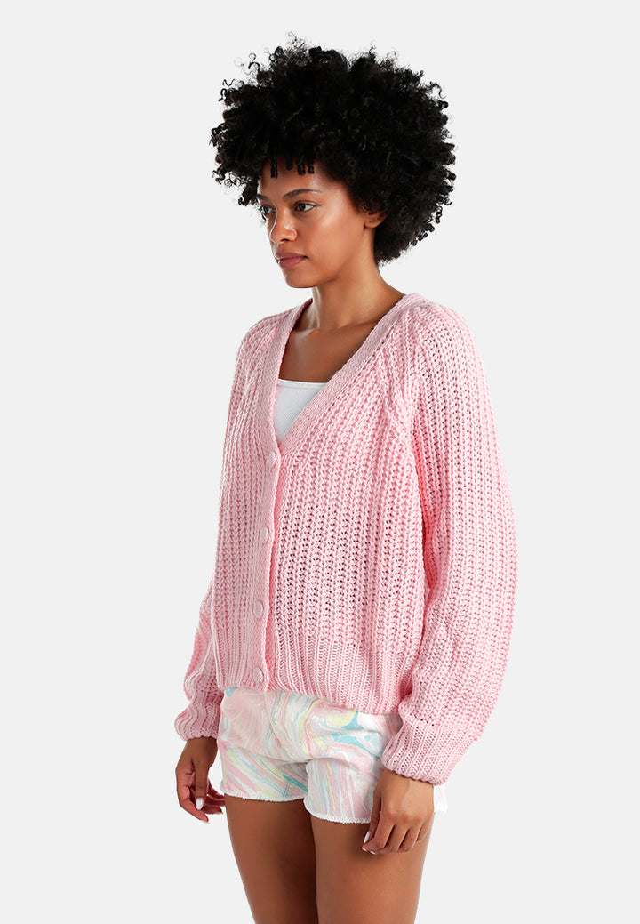 knitted button up cardigan#color_pink