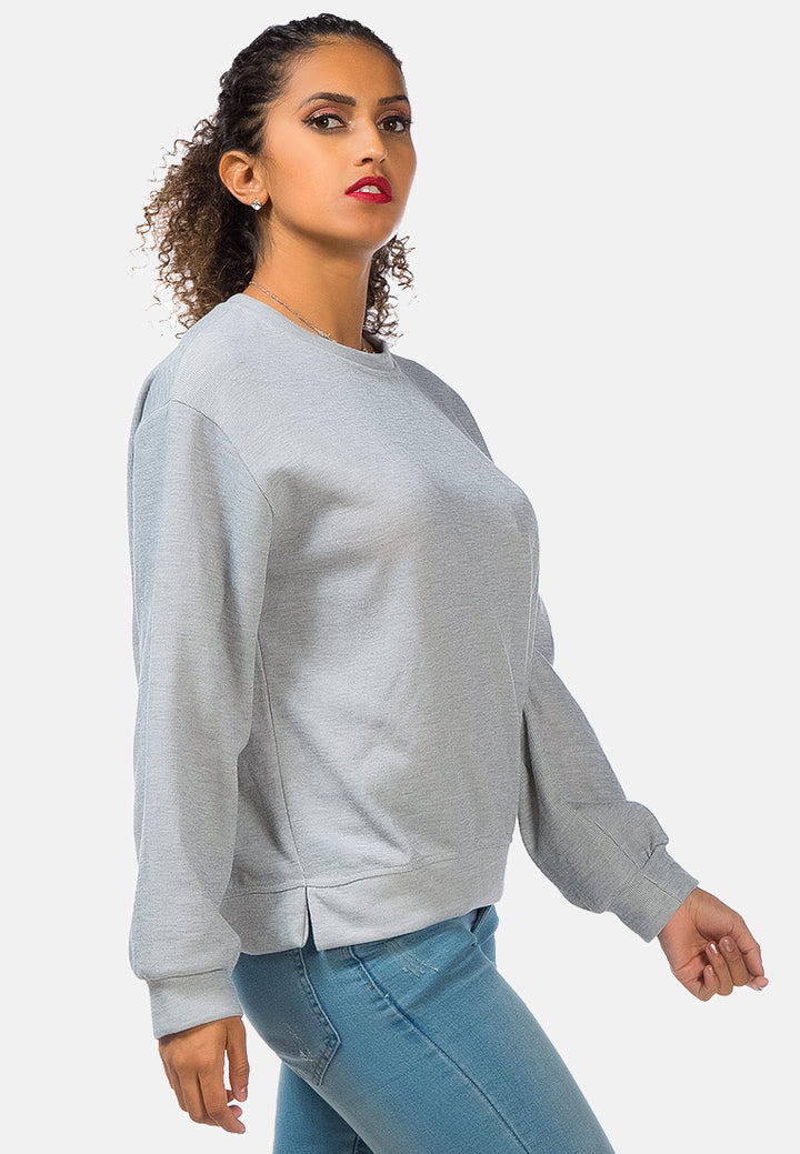 knitted long sleeve pullover sweatshirt#color_grey