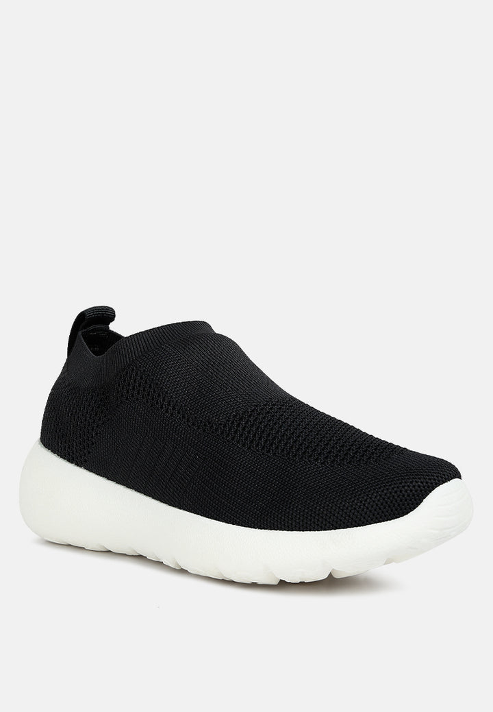 Knitted Slip On Sneakers#color_black