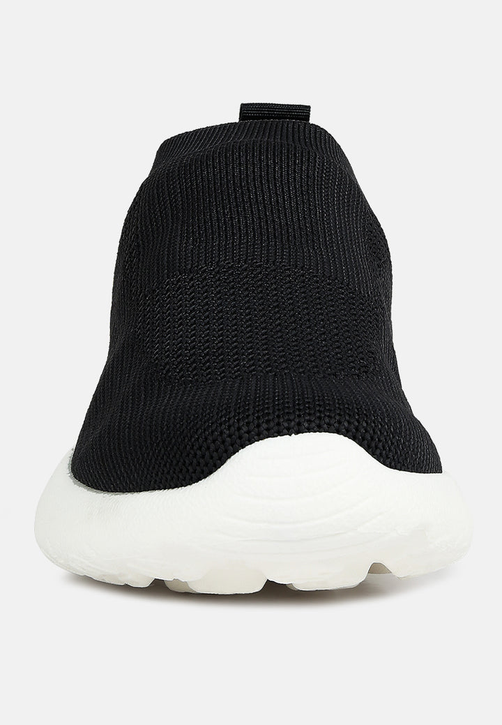 Knitted Slip On Sneakers#color_black