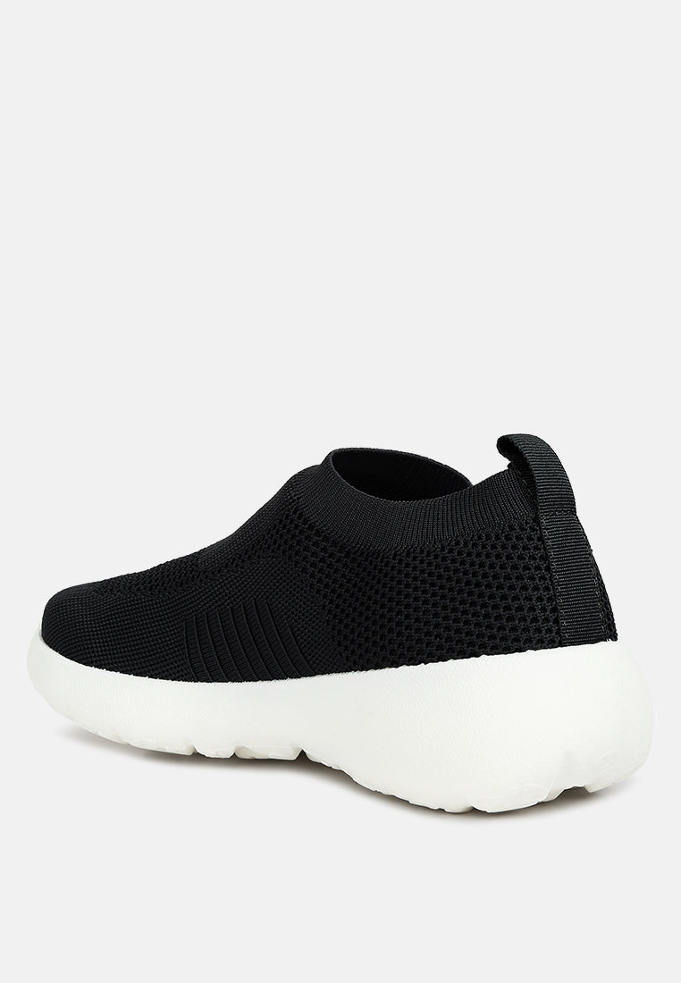 Knitted Slip On Sneakers#color_black