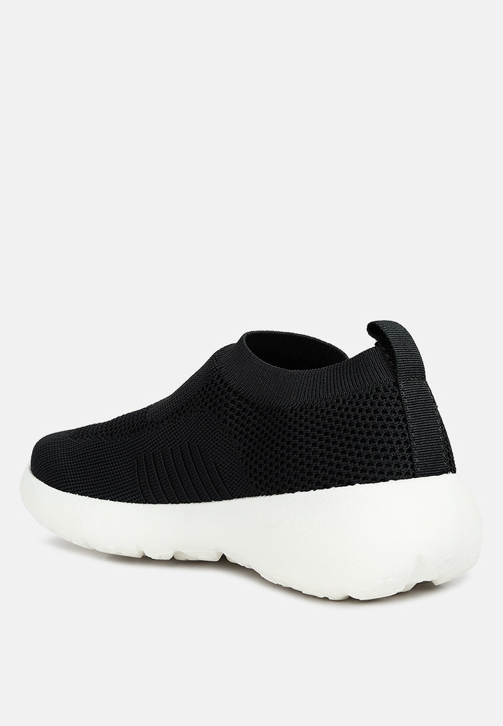 Knitted Slip On Sneakers#color_black