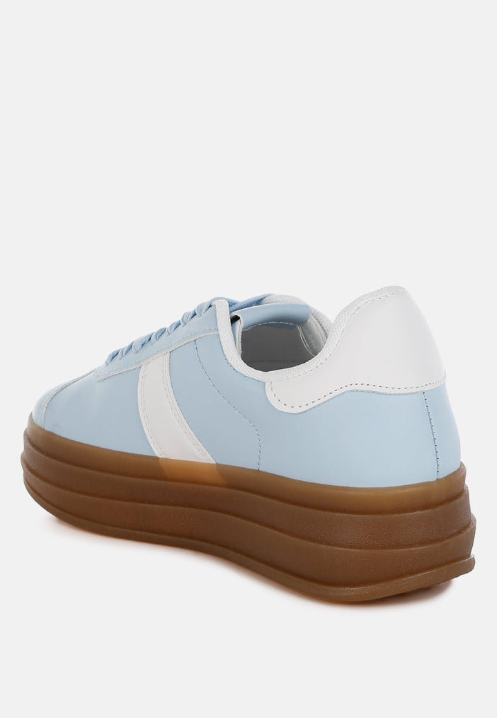 faux leather lace up sneakers by mode#color_light-blue