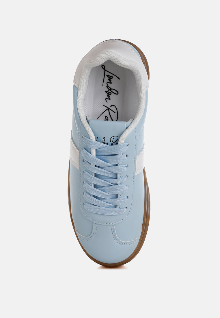 faux leather lace up sneakers by mode#color_light-blue