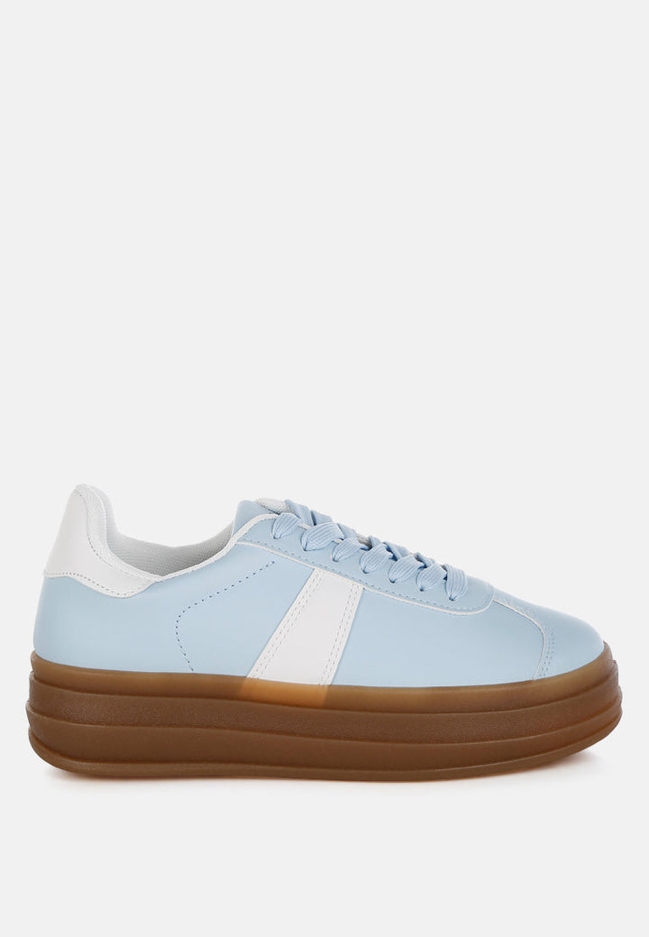 faux leather lace-up sneakers by mode#color_light-blue