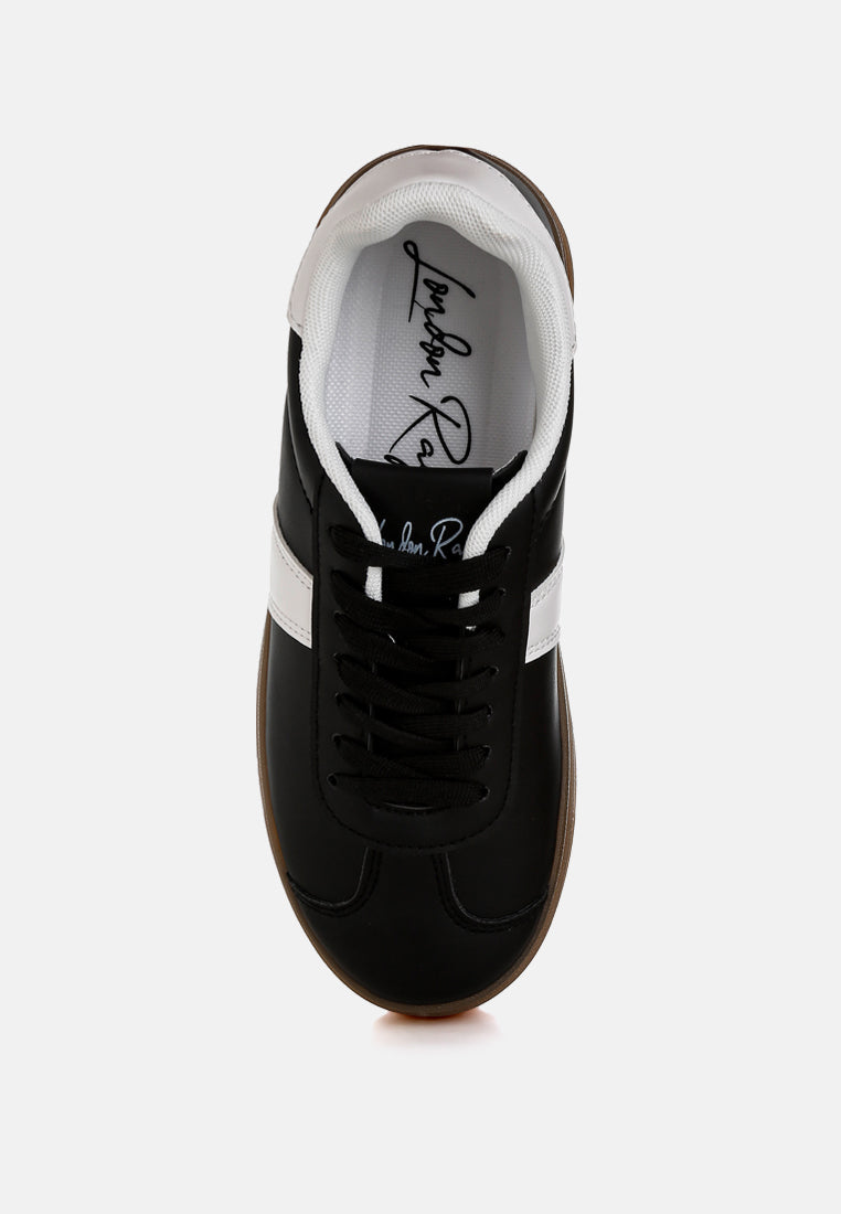 faux leather lace up sneakers by mode#color_black