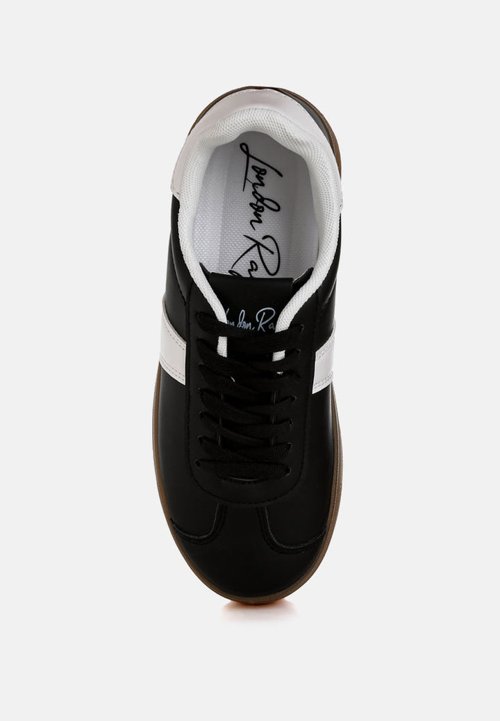 faux leather lace up sneakers by mode#color_black