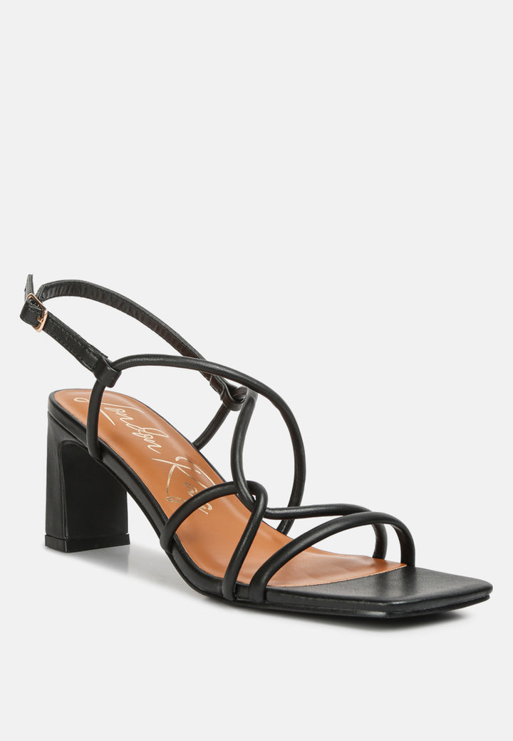andrea knotted straps block heeled sandals#color_black