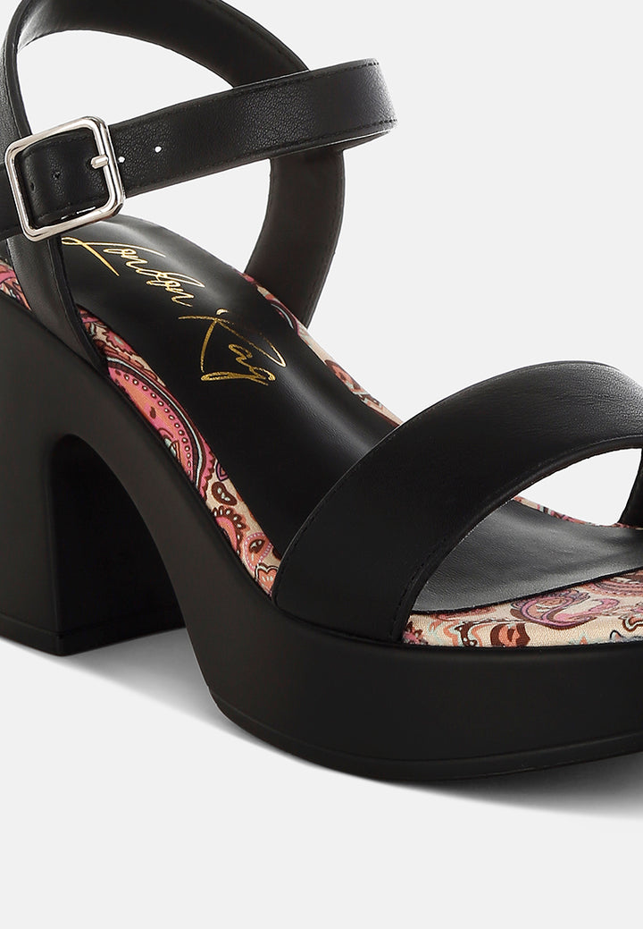 faux leather pin buckle platform heels by mode#color_black