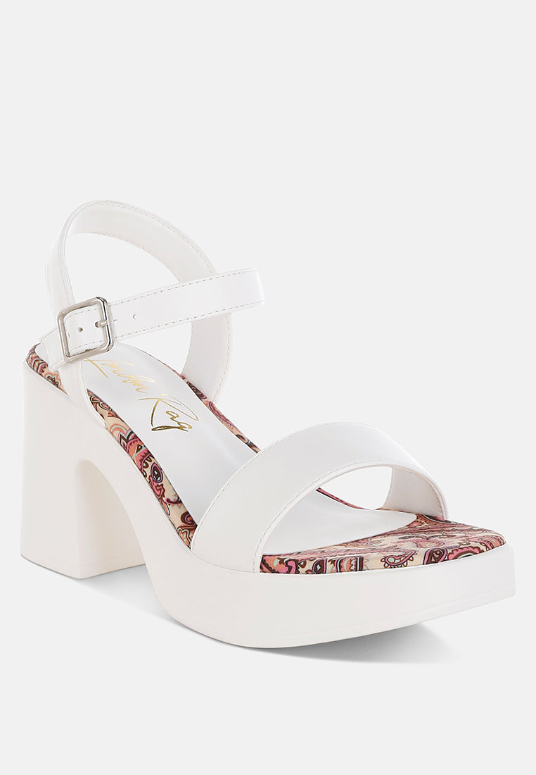 faux leather pin buckle platform heels by mode#color_white