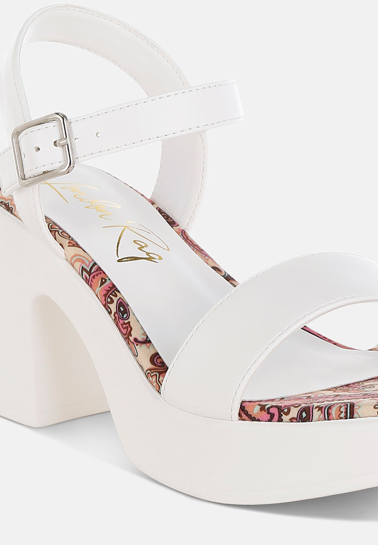 faux leather pin buckle platform heels by mode#color_white