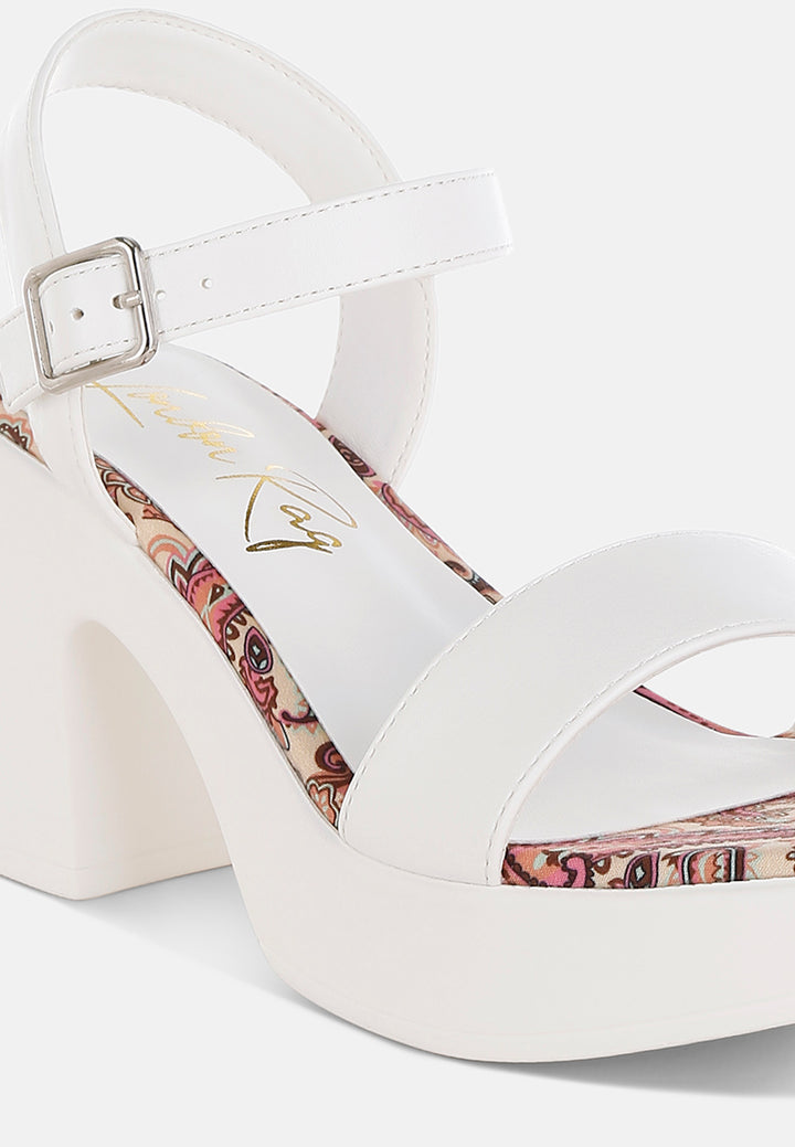 faux leather pin buckle platform heels by mode#color_white