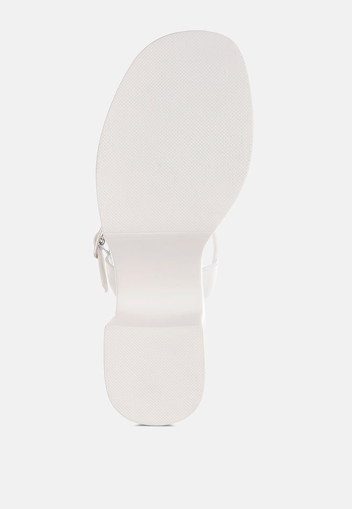 faux leather pin buckle platform heels by mode#color_white