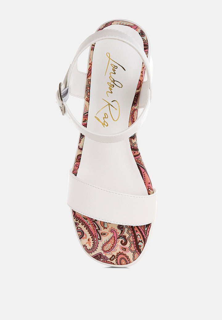 faux leather pin buckle platform heels by mode#color_white