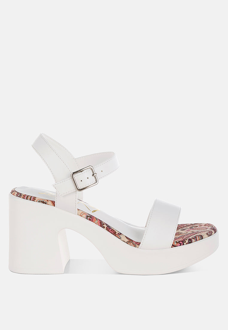 faux leather pin buckle platform heels by mode#color_white