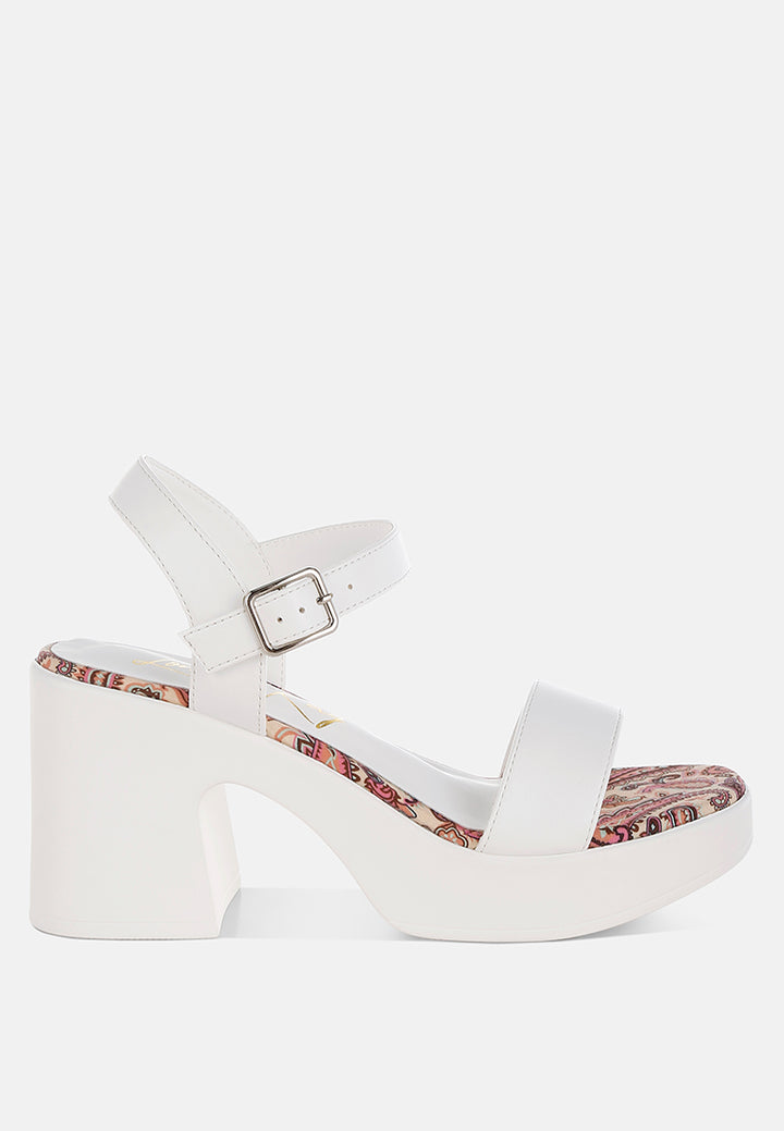 faux leather pin buckle platform heels by mode#color_white