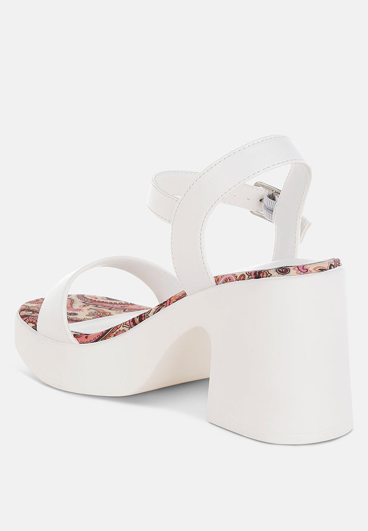 faux leather pin buckle platform heels by mode#color_white
