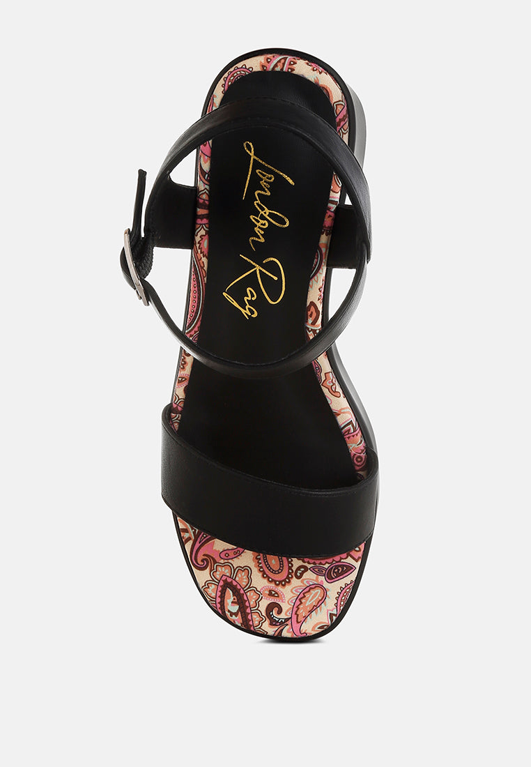 kolata faux leather pin buckle platform heels#color_black