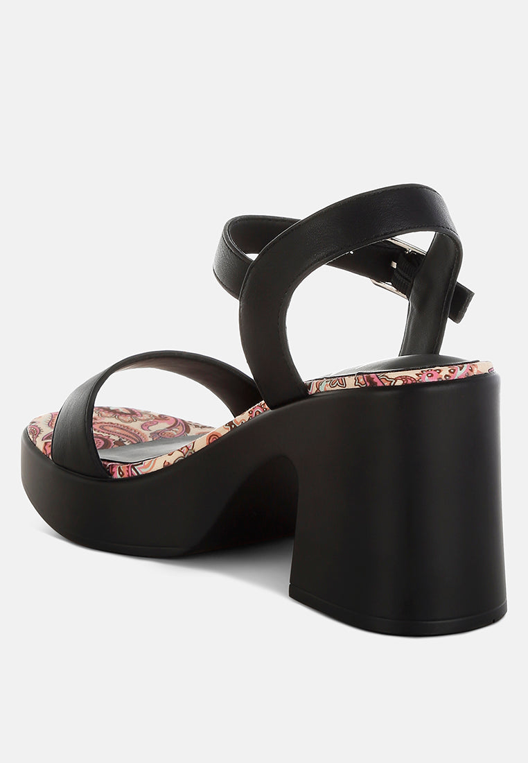 kolata faux leather pin buckle platform heels#color_black