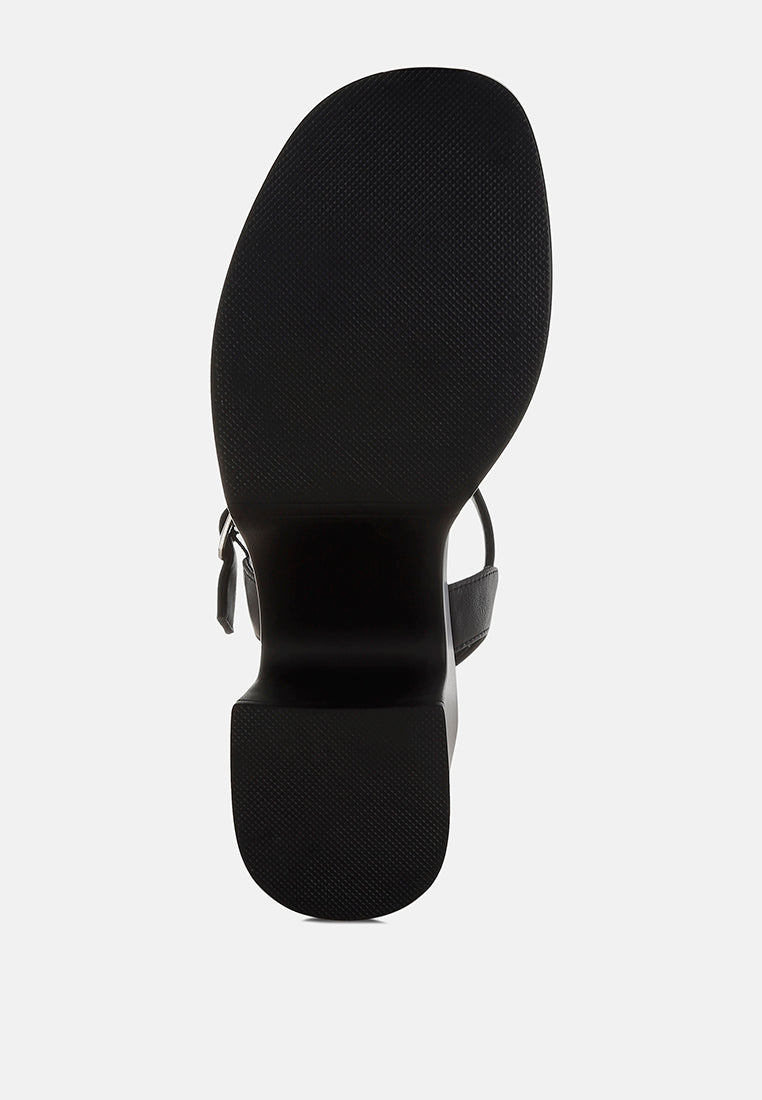 kolata faux leather pin buckle platform heels#color_black