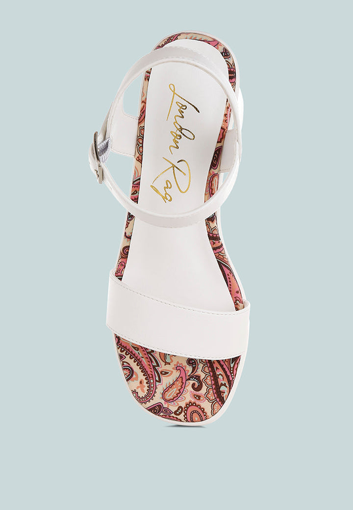 kolata faux leather pin buckle platform heels#color_white